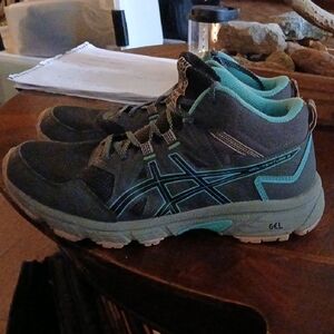 Asics Charcoal and Aqua Athletic Shoes